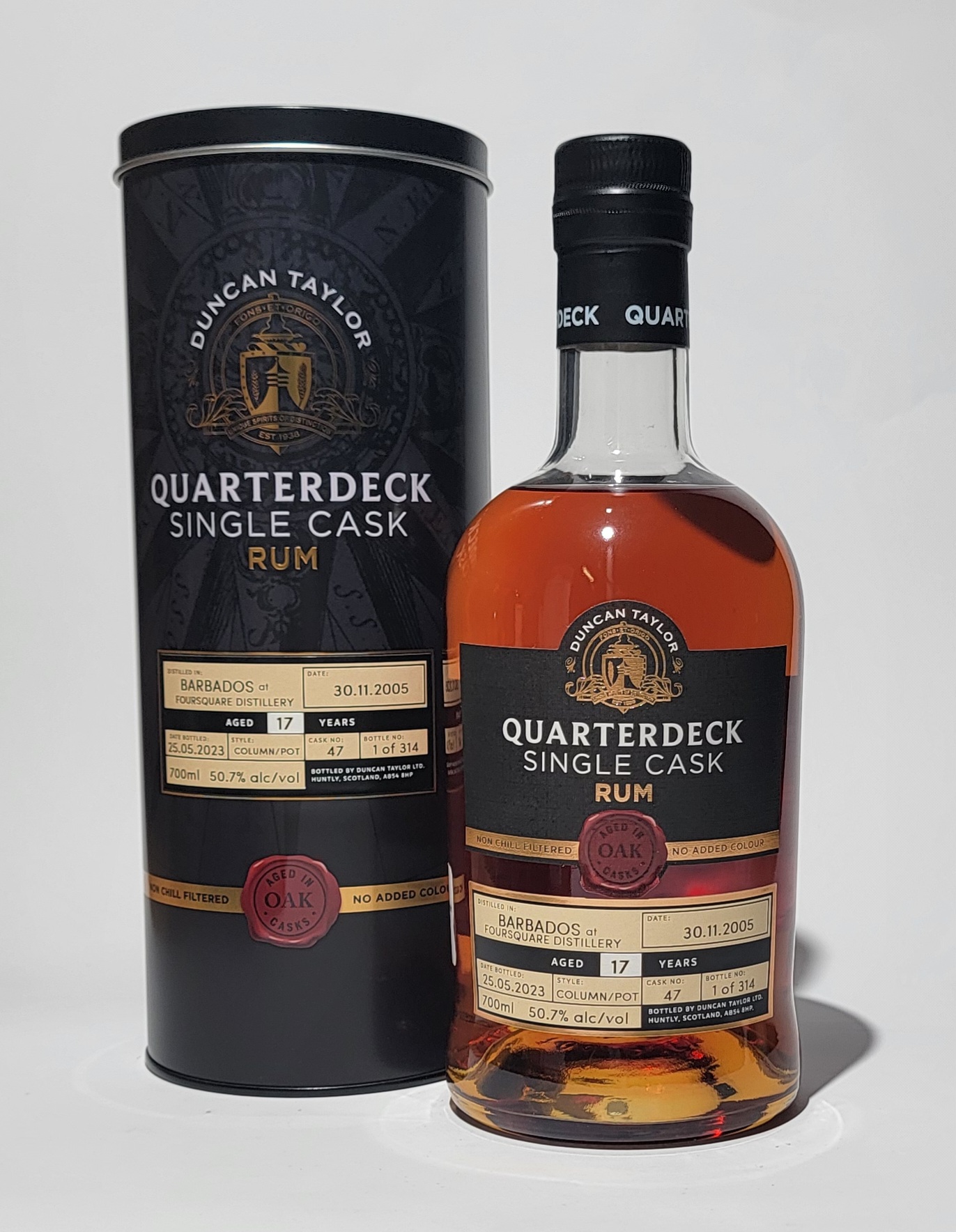 Duncan Taylor 'Quarterdeck Single Cask' Barbados Rum 2005 17 Years Old