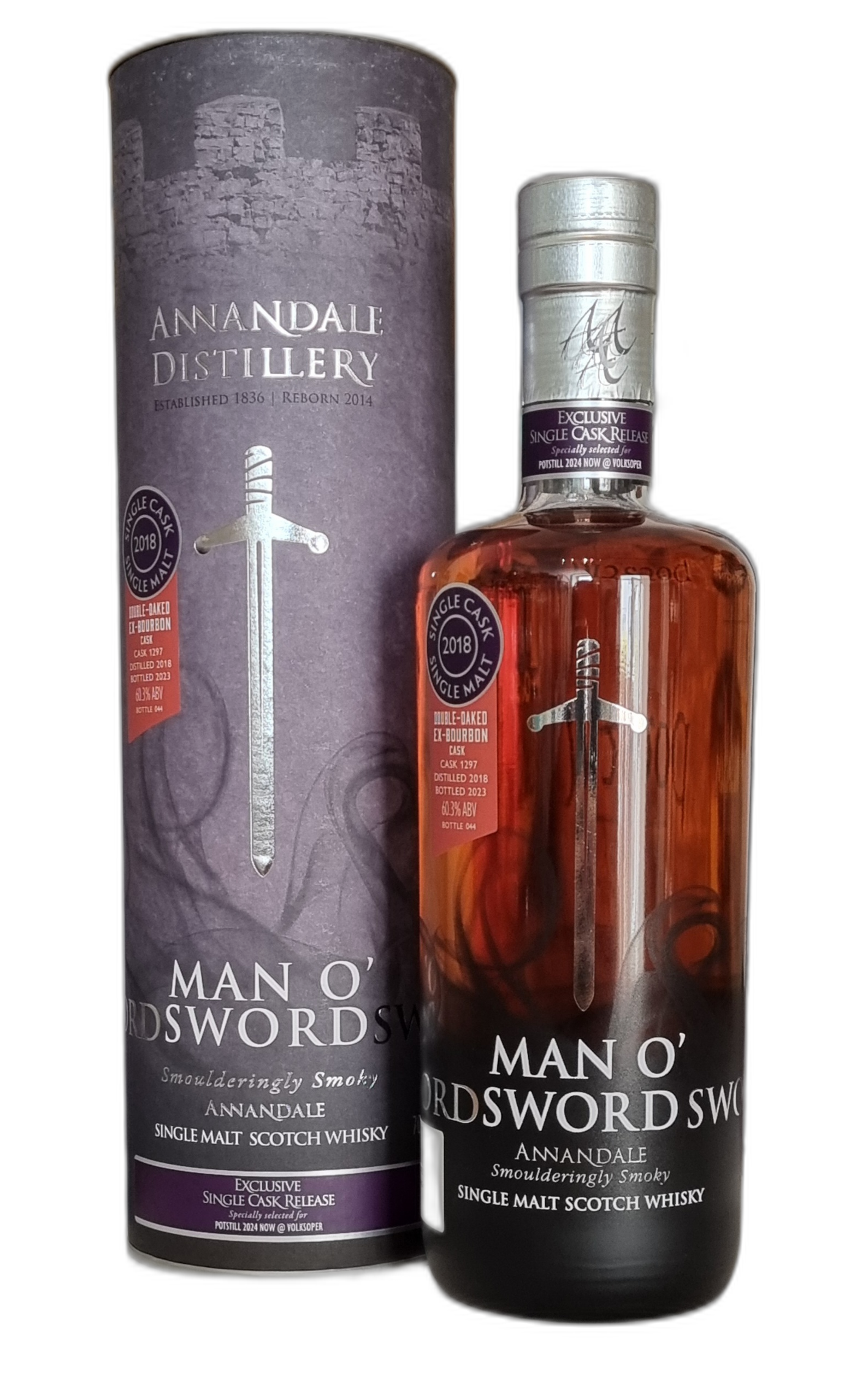 Annandale MAN O´SWORD Double Oak Ex-Bourbon Cask 1297( 2018) Potstill @ Volksoper